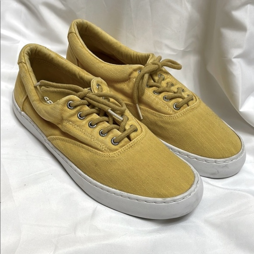 Sperry Memory Foam Top Sider Yellow & White Classic Hamptons Style Sneakers 10.5